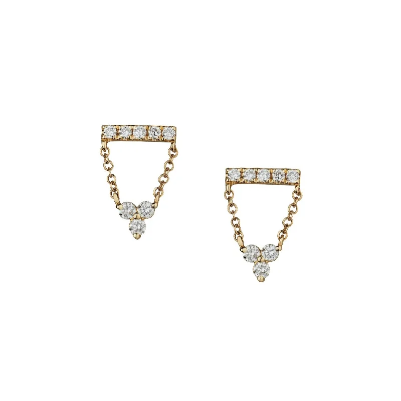 women chic hoop earrings -DIAMOND BAR & CHAIN EARRINGS