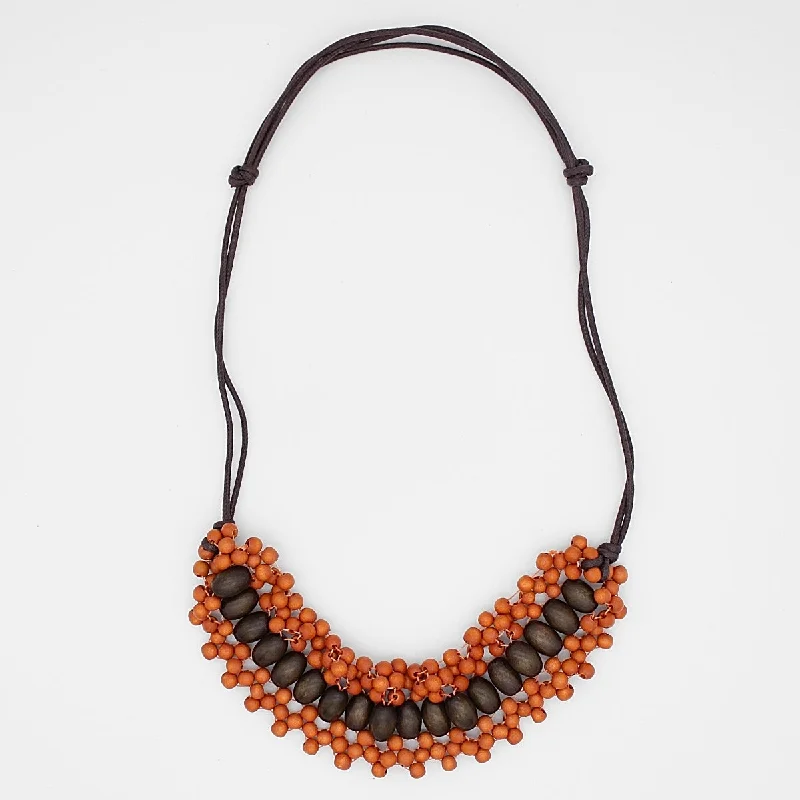 women elegant pearl necklaces -Orange and Brown Grady Necklace