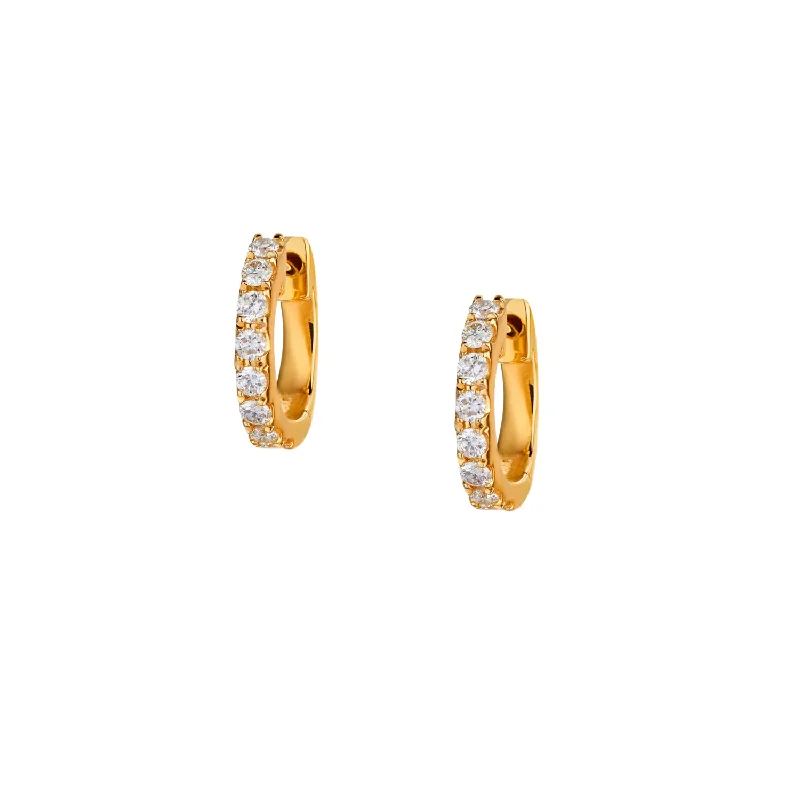 women heart-shaped hoop earrings -DIAMOND HUGGIE EARRINGS