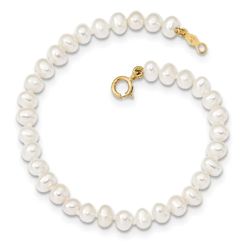 women colorful bangles and bracelets -14k Yellow Gold Madi K 3-4mm White Egg Shape Freshwater Cultured Pearl Bracelet, 6"