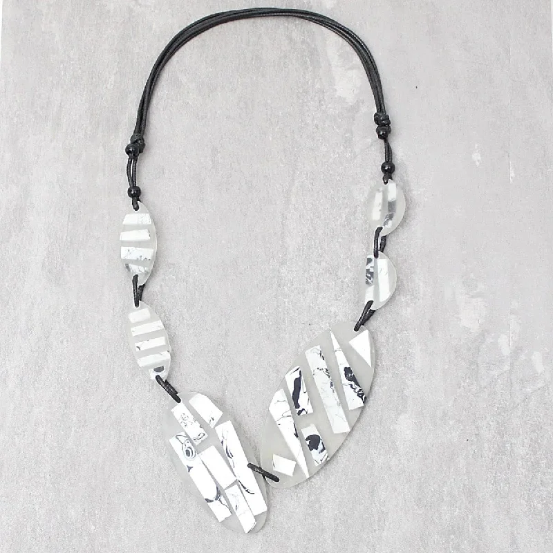 women birthstone necklaces -White Frosted Wren Geometric Statement Necklace