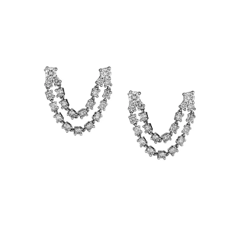 women silver drop earrings -CHAIN DROP EARRINGS