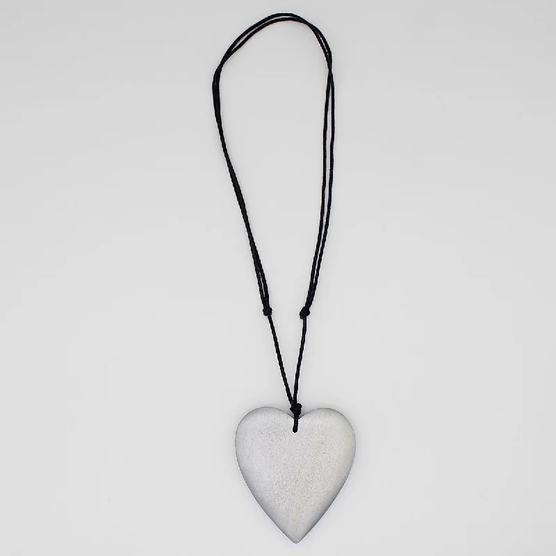 women engraved name necklaces -Silver Gabi Heart Wood Necklace