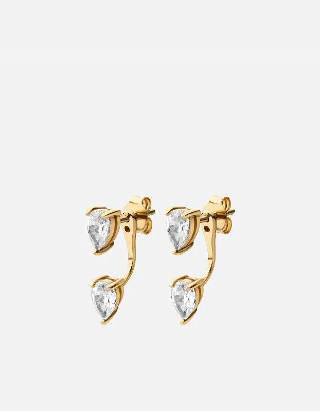 women square earrings -Nalani Ear Jacket, Gold Vermeil w/Sapphire