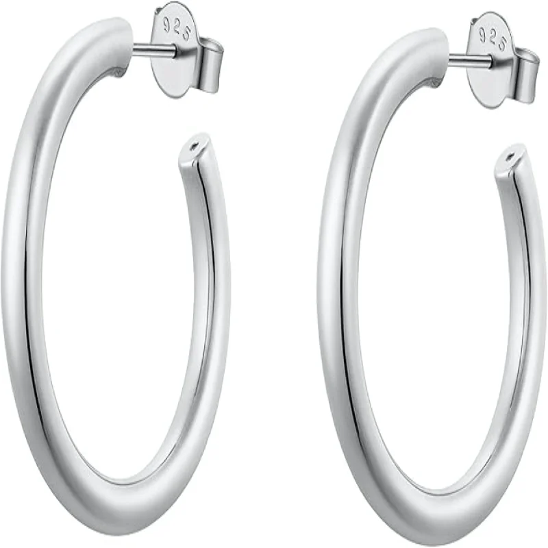 women gold drop earrings -Classic Silver 25mm Hoop Earrings