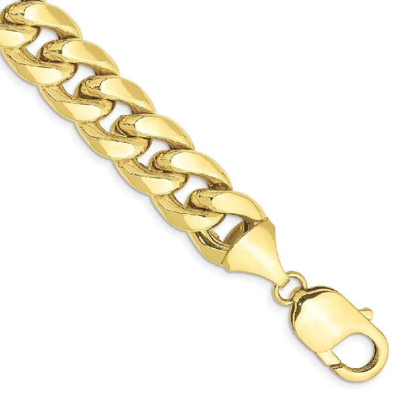 women luxury bangles and bracelets -10k Yellow Gold 11mm Semi-Solid Miami Cuban Chain Bracelet, 8"