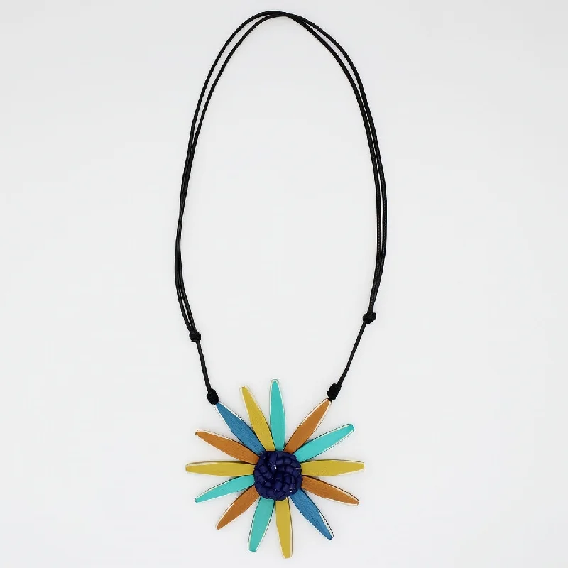 women crescent moon necklaces -Multi Color Amaya Flower Statement Necklace