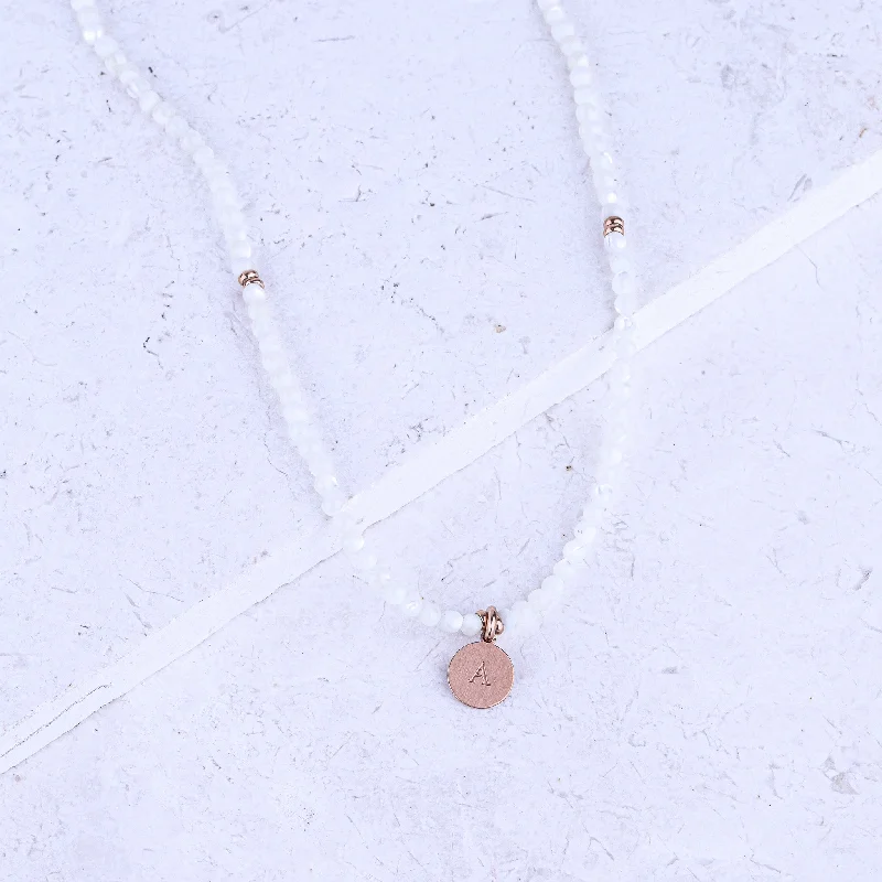 women double-layer necklaces -MICRO GEMSTONE NECKLACE - MOTHER OF PEARL