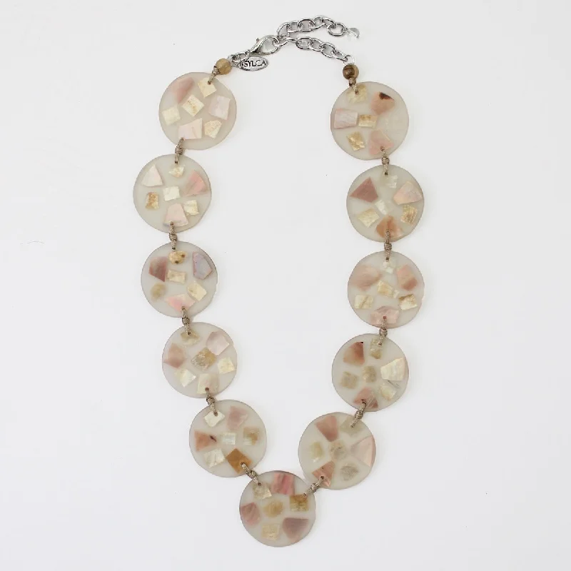 women birthstone pendant necklaces -Pearl Iridescent Shell Claudia Necklace