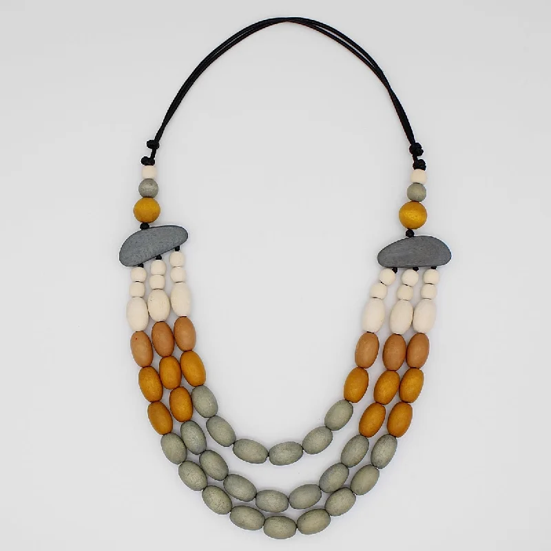 women statement chain necklaces -Grey Wood Frankie Necklace