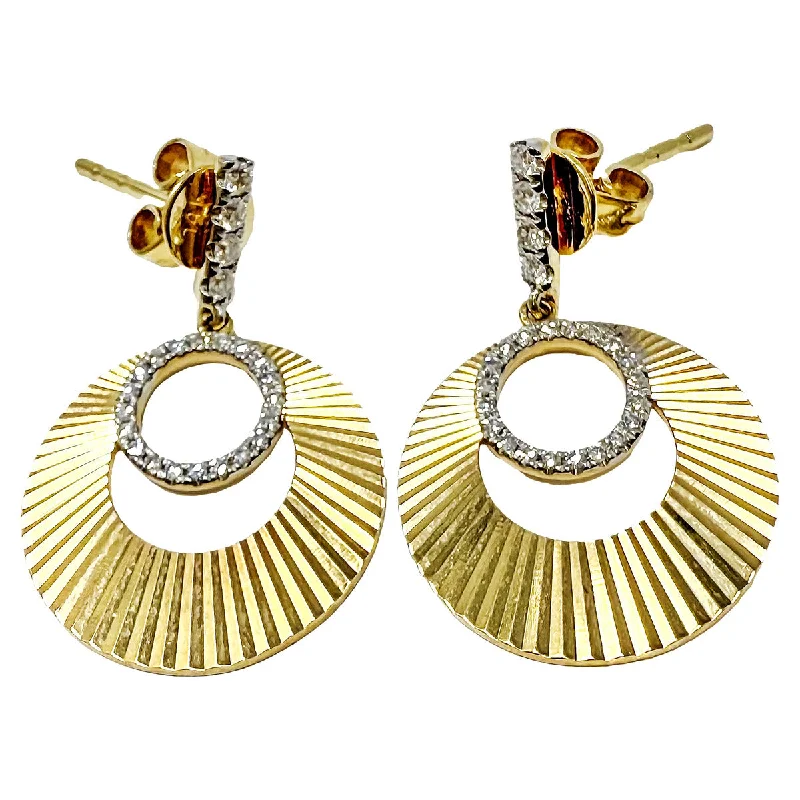 women classic stud earrings -14K Gold Diamond Circle Drop  Earrings