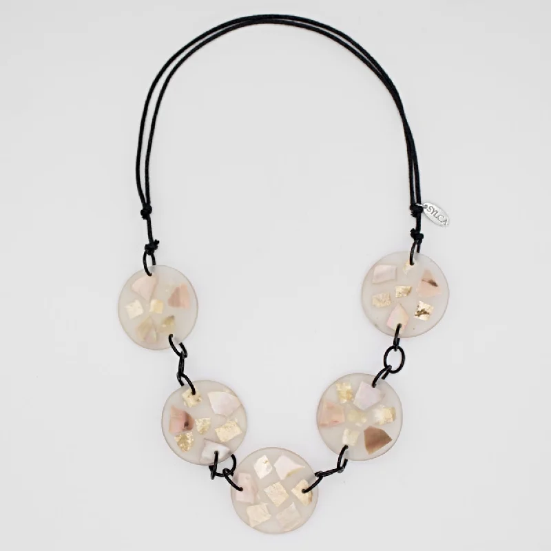 women pearl and diamond necklaces -Pearl Shell Link Necklace