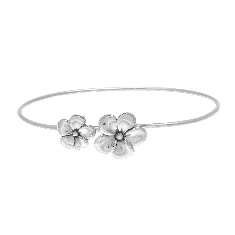 women modern cuff bangles and bracelets -Novica Handmade Frangipani Stars Sterling Silver Floral Bracelet