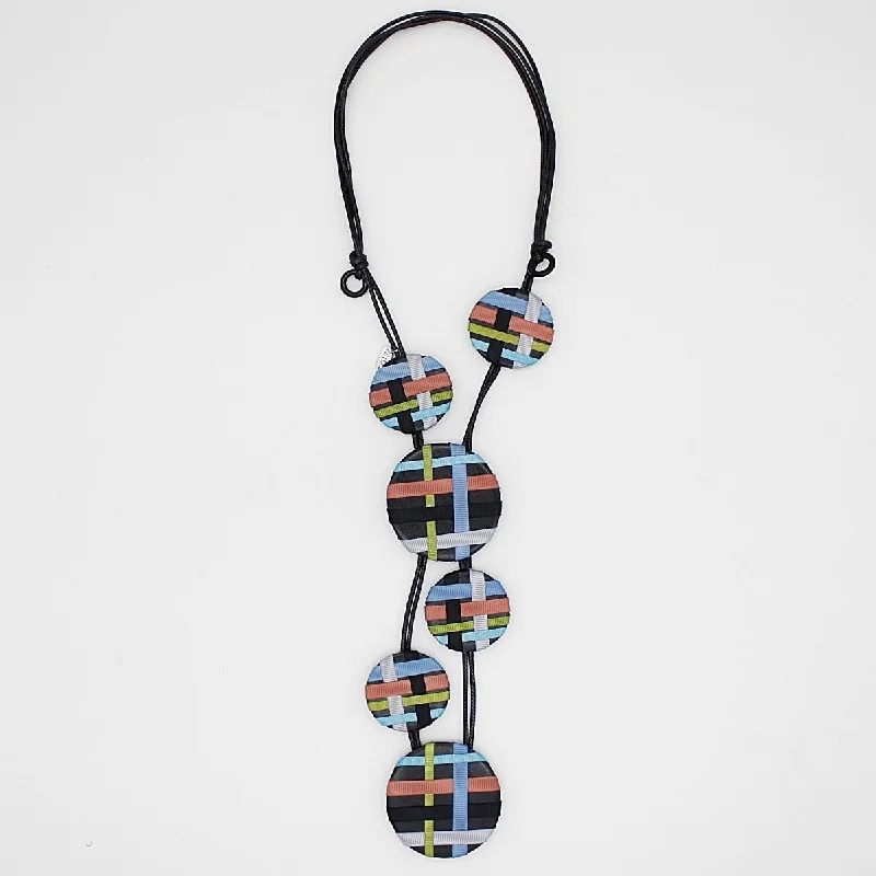 women statement necklaces -Multi Circles of Ribbon Fiona Necklace