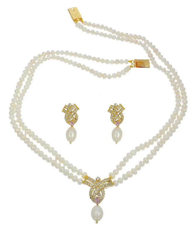 women diamond choker necklaces -Beautiful Pearl Necklace Set