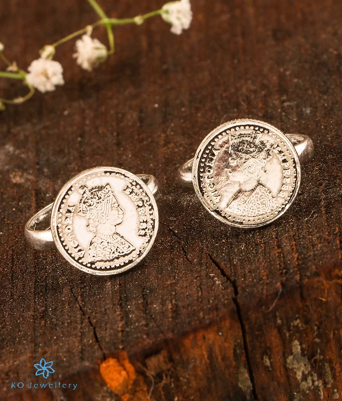 women floral charm engagement rings -The Antique Coin Silver Toe-Rings