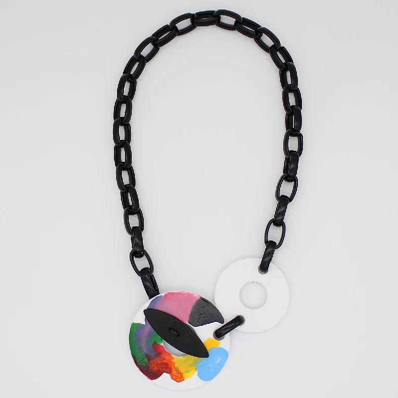 women statement necklaces -Multi-Color Chain Toggle Necklace