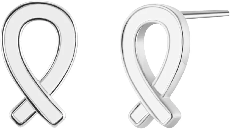 women hoop earrings with diamonds -Awareness Ribbon Cancer Stud Earrings