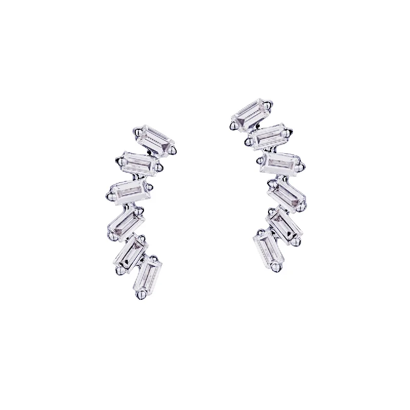 Affordable earrings for women -DIAMOND BAGUETTE CLIMBER EARRINGS