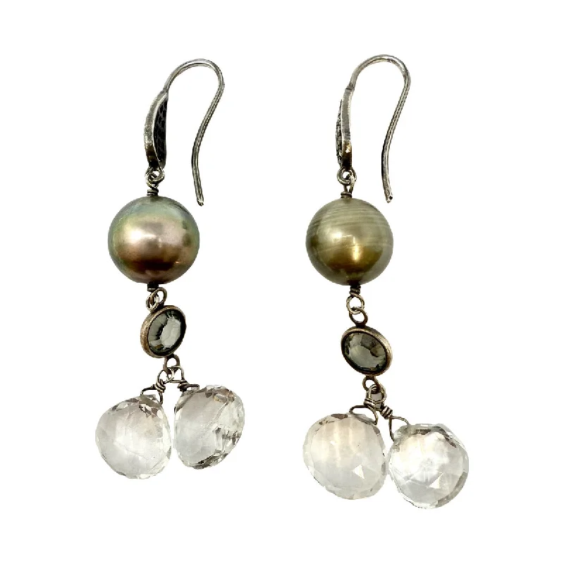 women diamond hoop earrings -Tahitian Pearl Earrings