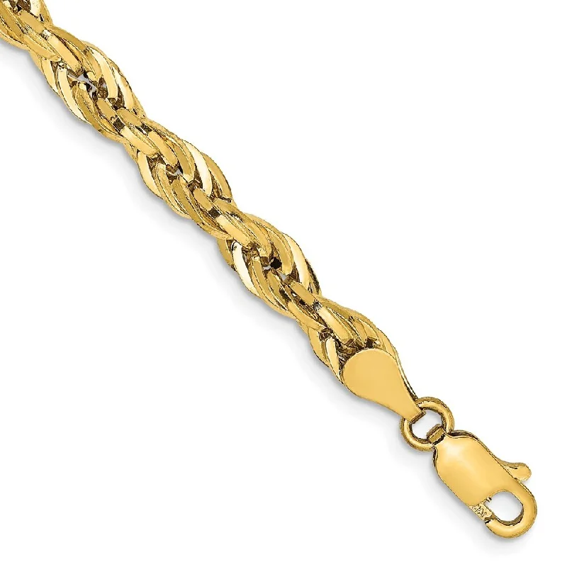 women handcrafted bangles and bracelets -14k Yellow Goldy 4.75mm Semi-Solid Rope Chain Bracelet, 8"