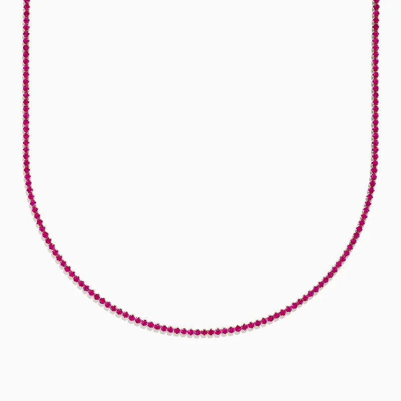 women long necklaces -Ruby Royale 14K Rose Gold Ruby Tennis Necklace 5.18 TCW