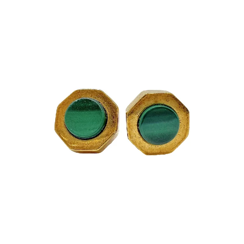 women oversized earrings -Iral 18K Gold Post  Earrings with Malachite