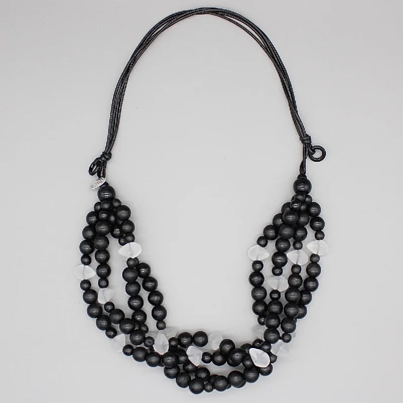 women geometric necklaces -Black Multi Strand Cecilia Necklace