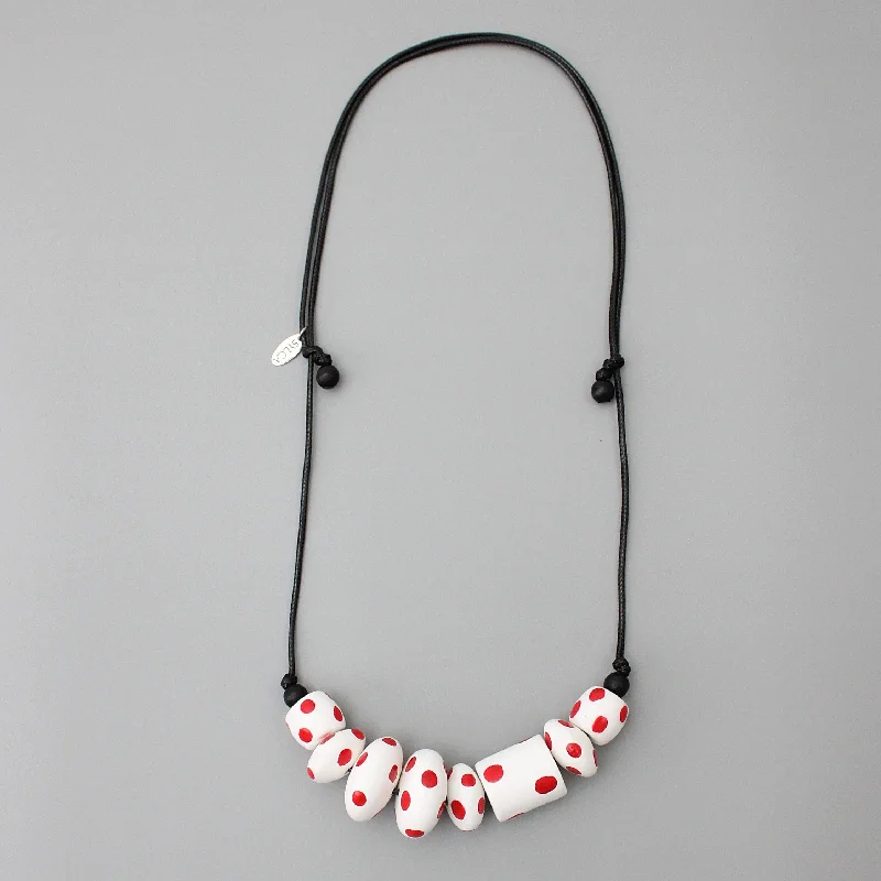 women moonstone necklaces -Red and White Polka Dot Lena Necklace