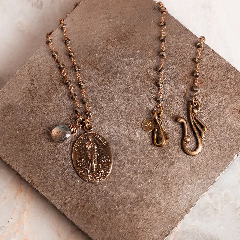 women vintage gold necklaces -Maris Holy Medal Necklace