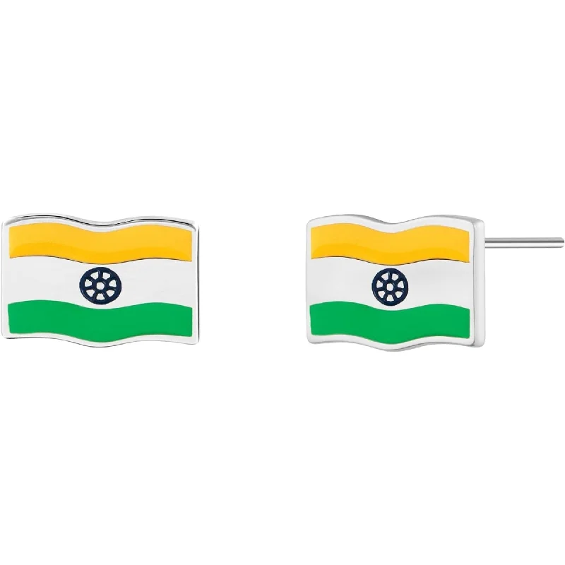 women round earrings -India Flag Stud Earrings