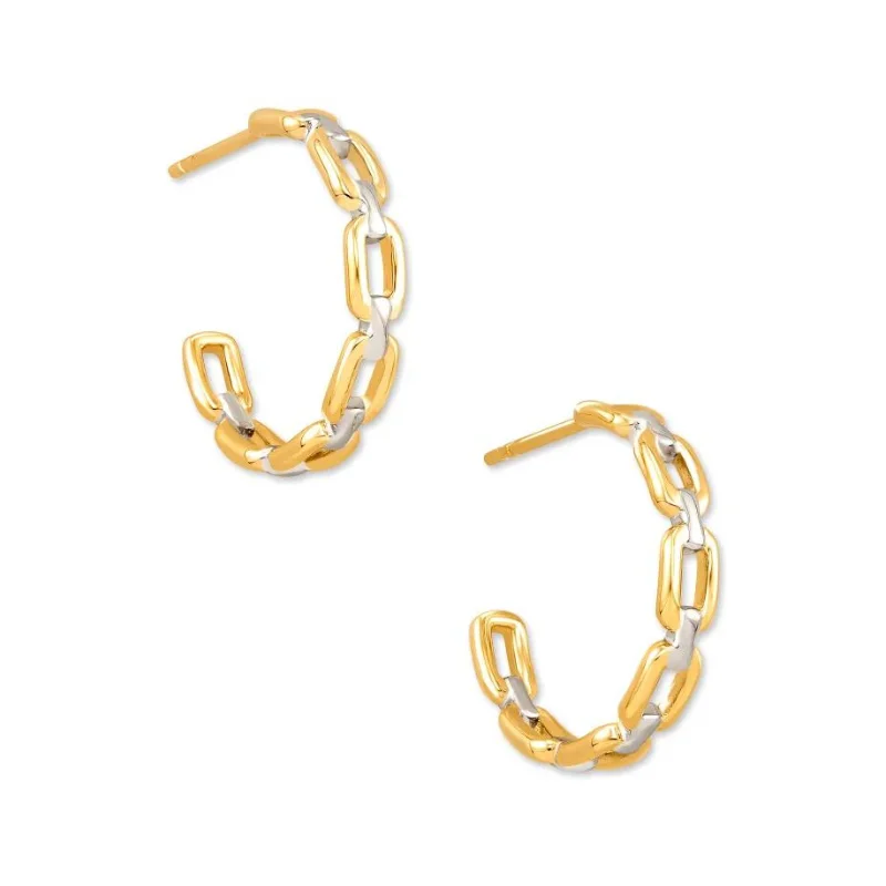 women rose gold earrings -Kendra Scott | Wren Hoop Earrings in Mixed Metal