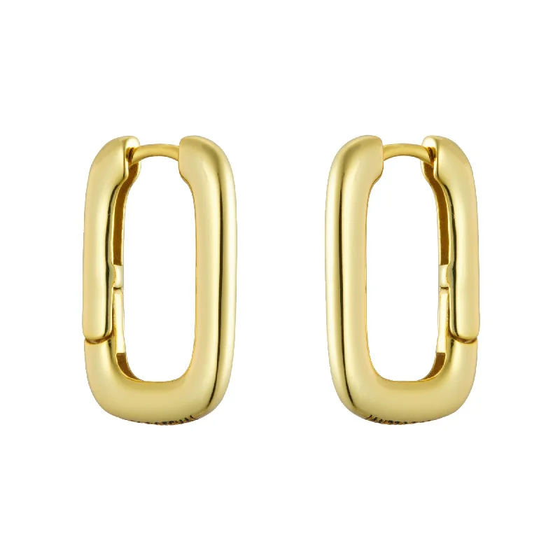 women floral stud earrings -Classic Gold Link U Hoop Earrings