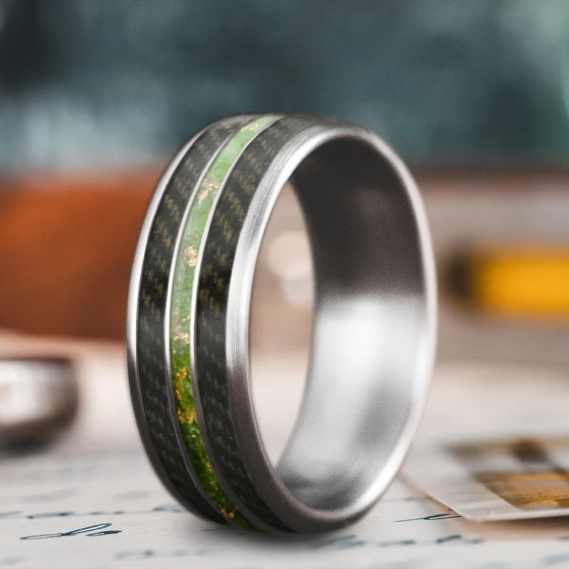 women unique rings -Custom Design - 3-Inlay Narrow Center Ring weSg4WF9ns5ijQoalchJkJ_f