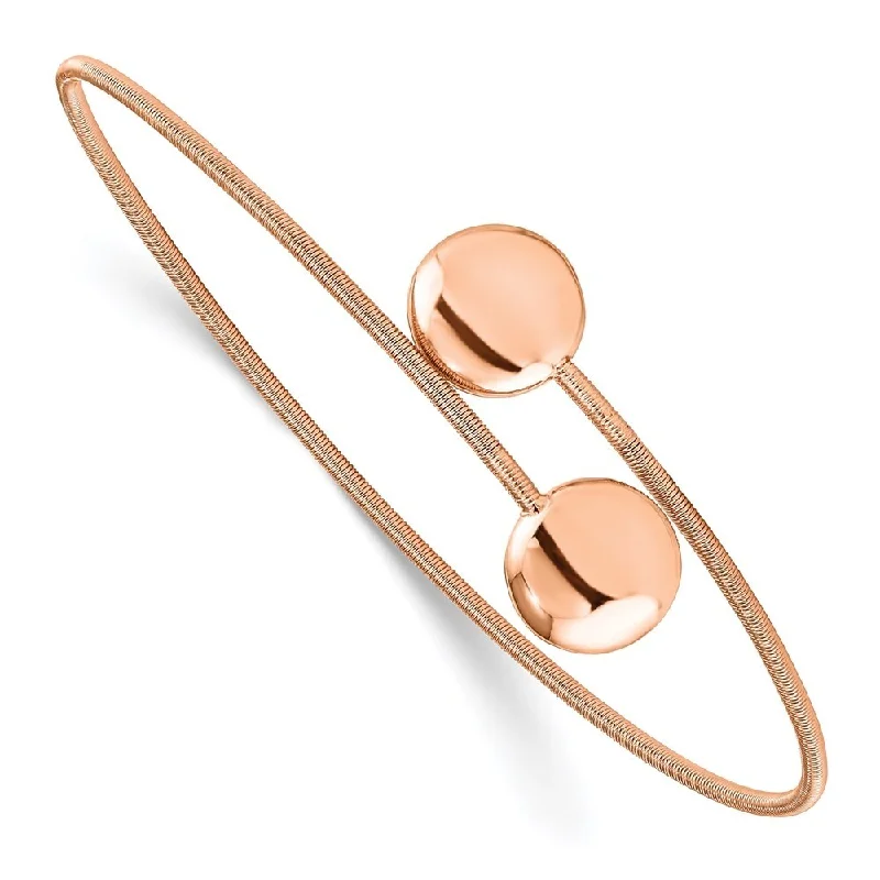 Gold bangles and bracelets for women -925 Sterling Silver Rose-Gold-plated Polished Wire Flexible Bangle Bracelet