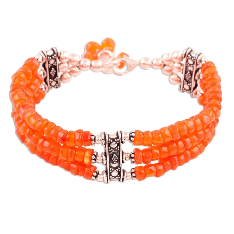 women twisted bangles and bracelets -Novica Handmade Glow Of Love Carnelian Beaded Bracelet