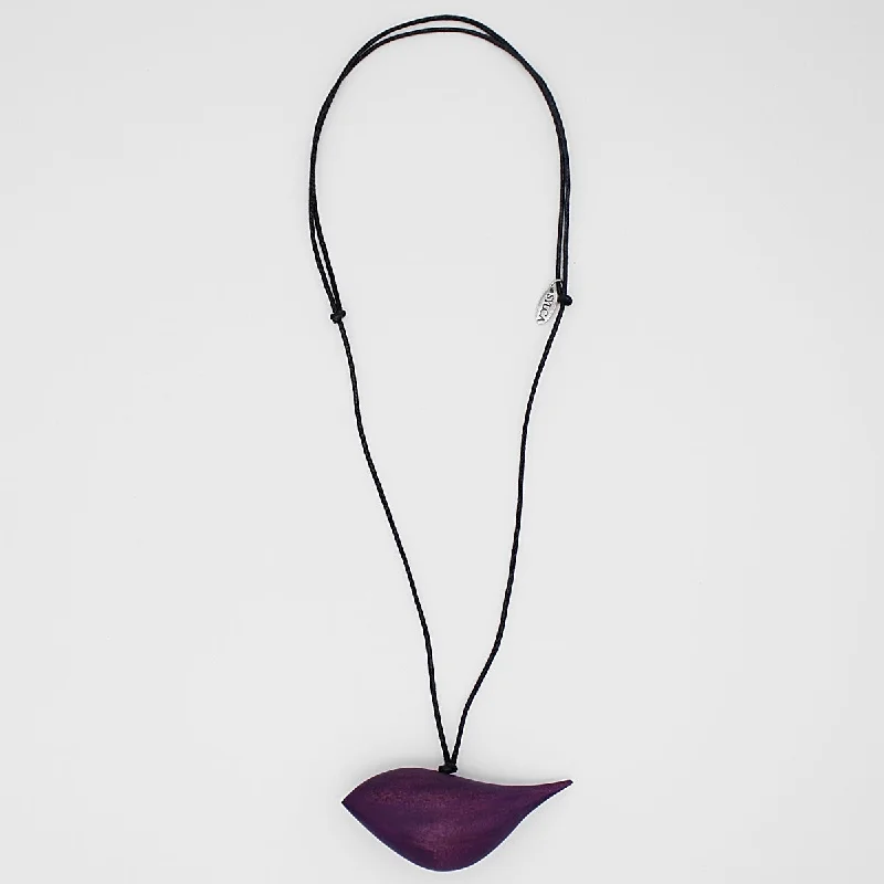 women gold pendant necklaces -Purple Robin Pendant Necklace