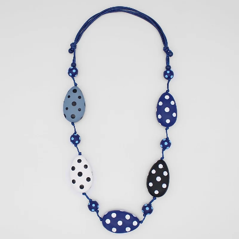 women handcrafted necklaces -Blue Polka Dot Molly Necklace