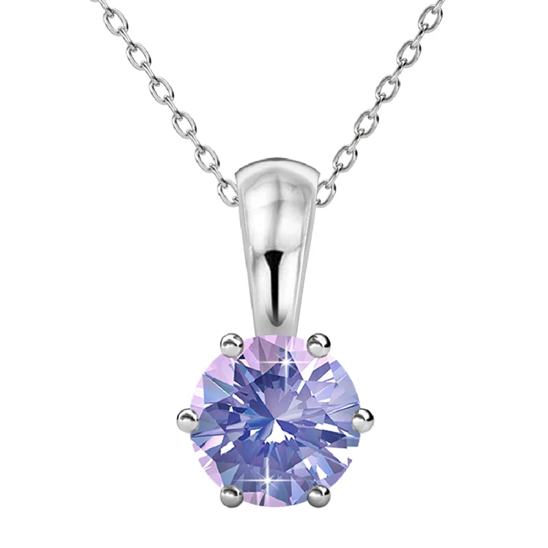 women delicate necklaces -June Birthstone Alexandrite Necklace 18k White Gold Plated Solitaire Necklace with 1CT Swarovski Crystal