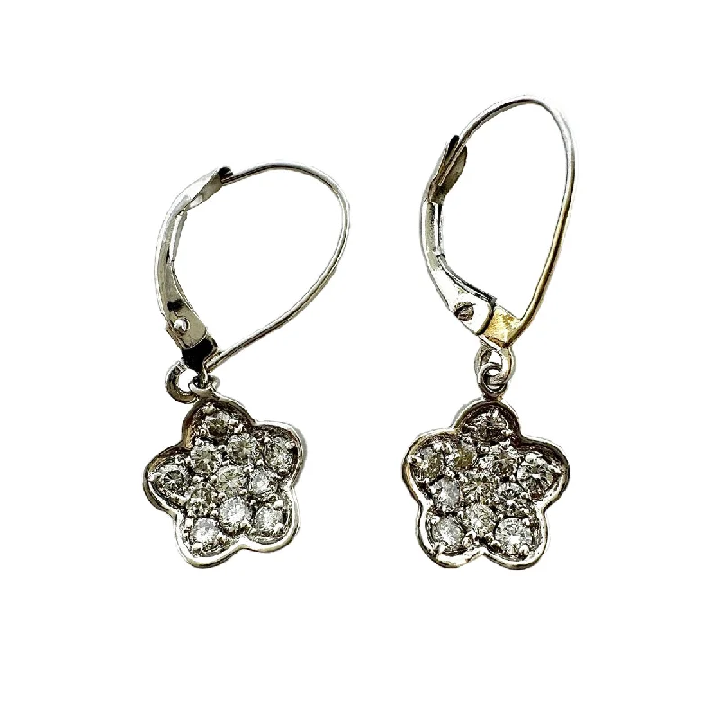 women handmade earrings -Barry Kronen Diamond Flower Drop Earrings