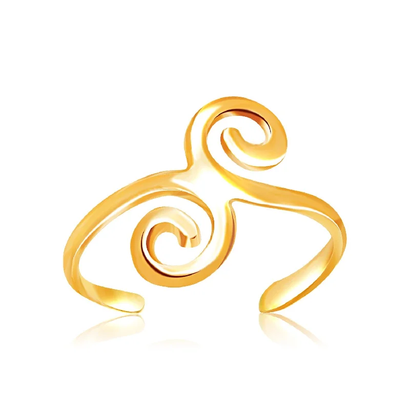 women elegant engagement rings -14k Yellow Gold Scrollwork Motif Toe Ring