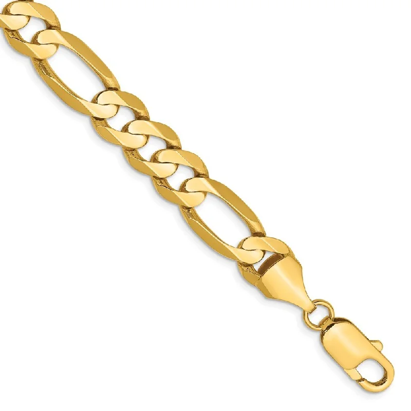 women sterling silver bangles and bracelets -14k Yellow Gold 8.75mm Concave Open Figaro Chain Bracelet, 8"