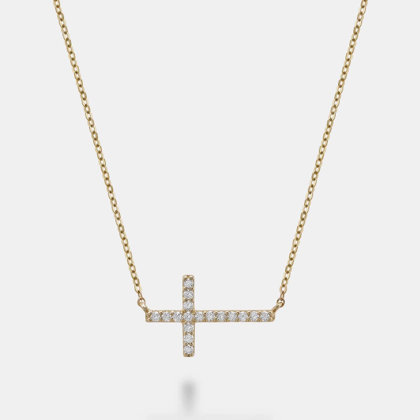 women long necklaces -Horizontal Diamond Cross Necklace