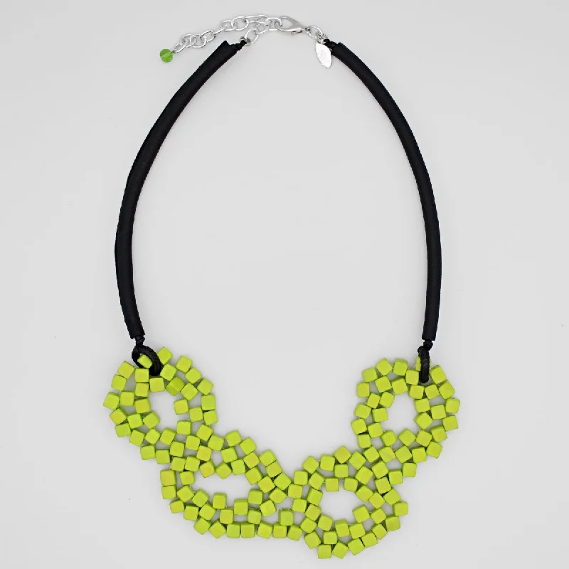 women nameplate necklaces -Lime Elyse Beaded Necklace