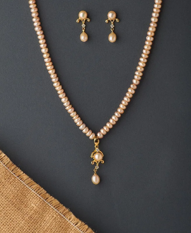 women necklace with initials -Beautiful Real Pearl Necklace Set