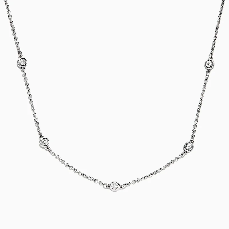 women personalized name necklaces -14K White Gold 18" Diamond Necklace, .69 TCW