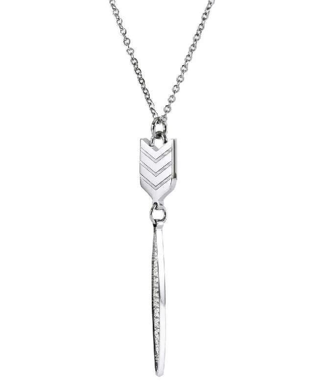 women gold pendant necklaces -Addison 18k White Gold Plated Arrow Drop Necklace with Simulated Diamond Crystals