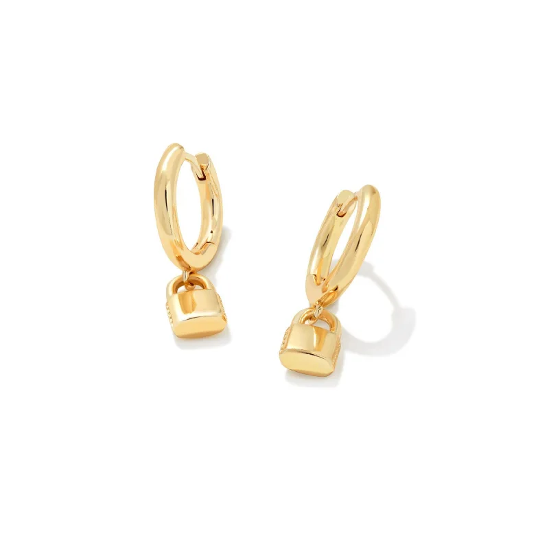 women round earrings -Kendra Scott | Jess Lock Huggie Earrings in Gold