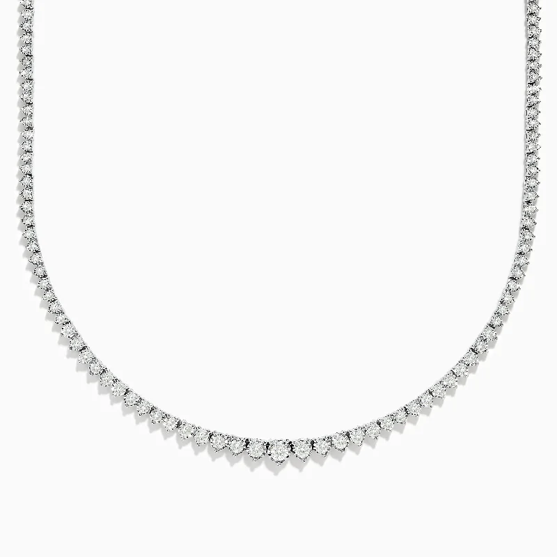 women modern necklaces -14K White Gold Diamond Tennis Necklace 2.94 TCW