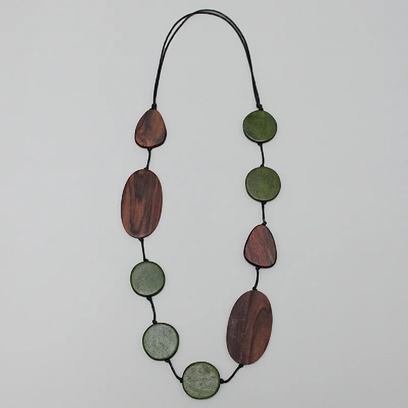 women custom pendant necklaces -Green and Wood Emory Necklace